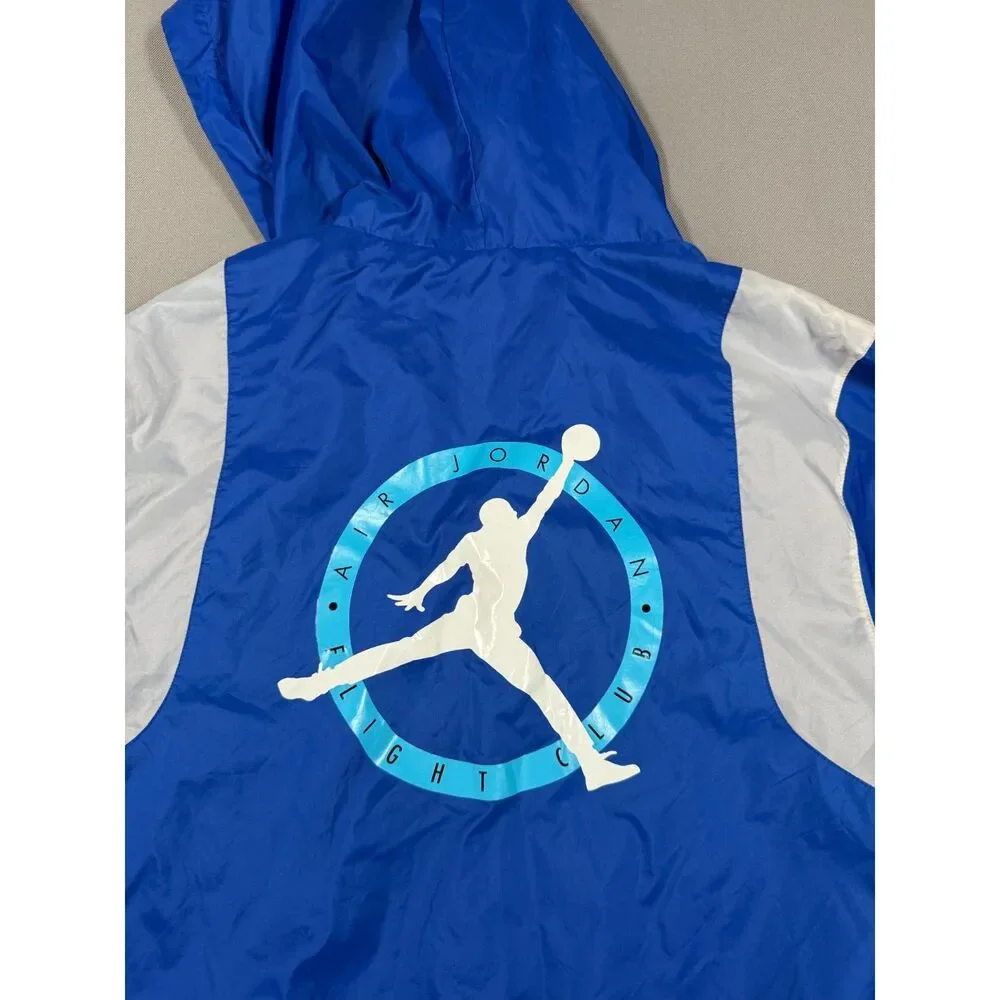 Nike Air Jordan Flight Club Half Zip Windbreaker Jacket Blue Black Mens Small S